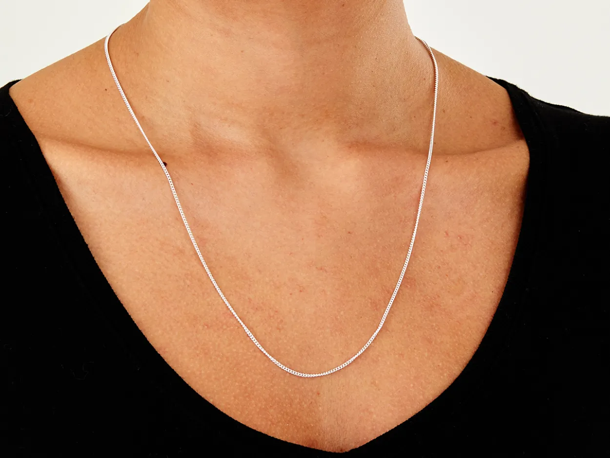 Sterling Silver 1.5mm Round Curb Chain 22"/55cm Unhallmarked 100% Recycled Silver