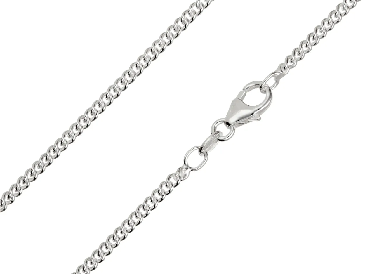 Sterling Silver 2.1mm Round Curb Chain 18"/45cm Unhallmarked
