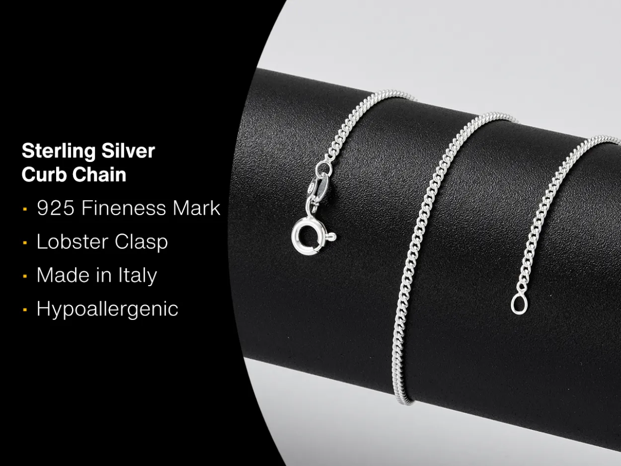 Sterling Silver 2.1mm Round Curb Chain 18"/45cm Unhallmarked