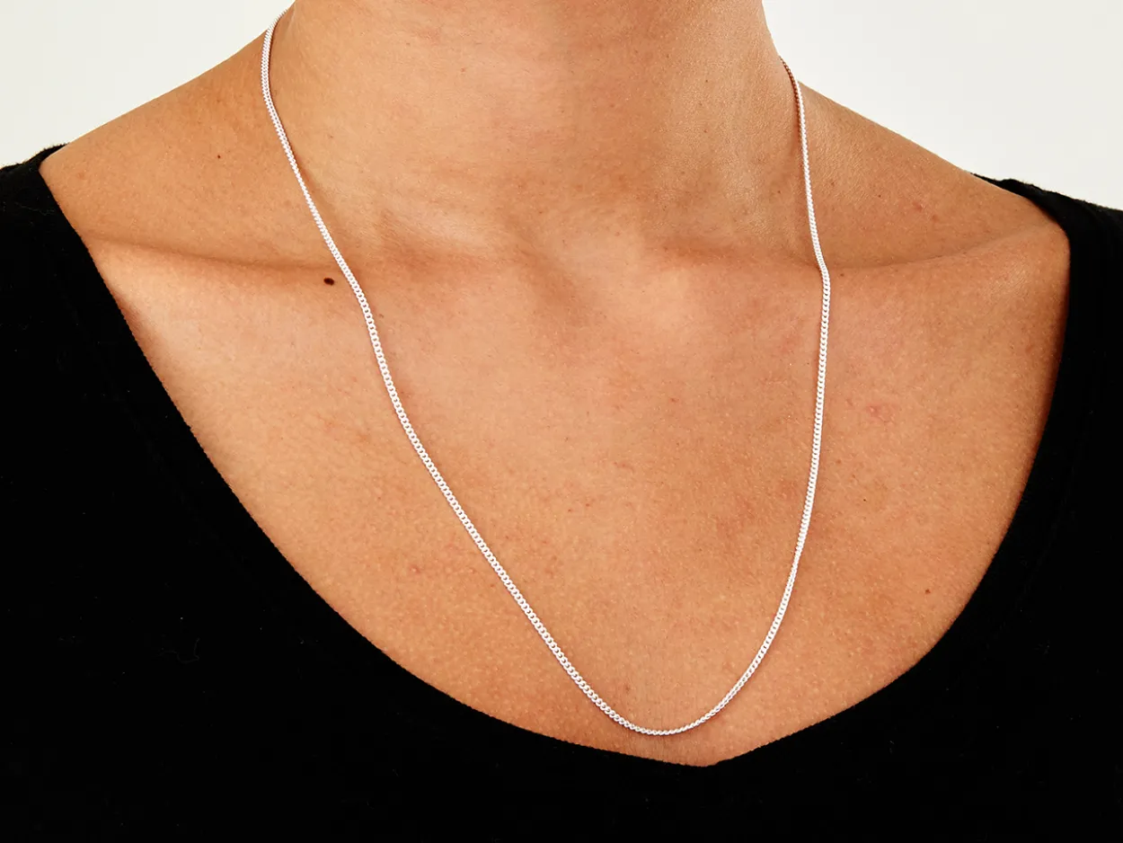 Sterling Silver 1.7mm Round Curb Chain 22"/55cm Unhallmarked 100% Recycled Silver