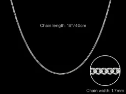 Sterling Silver 1.7mm Round Curb Chain 16