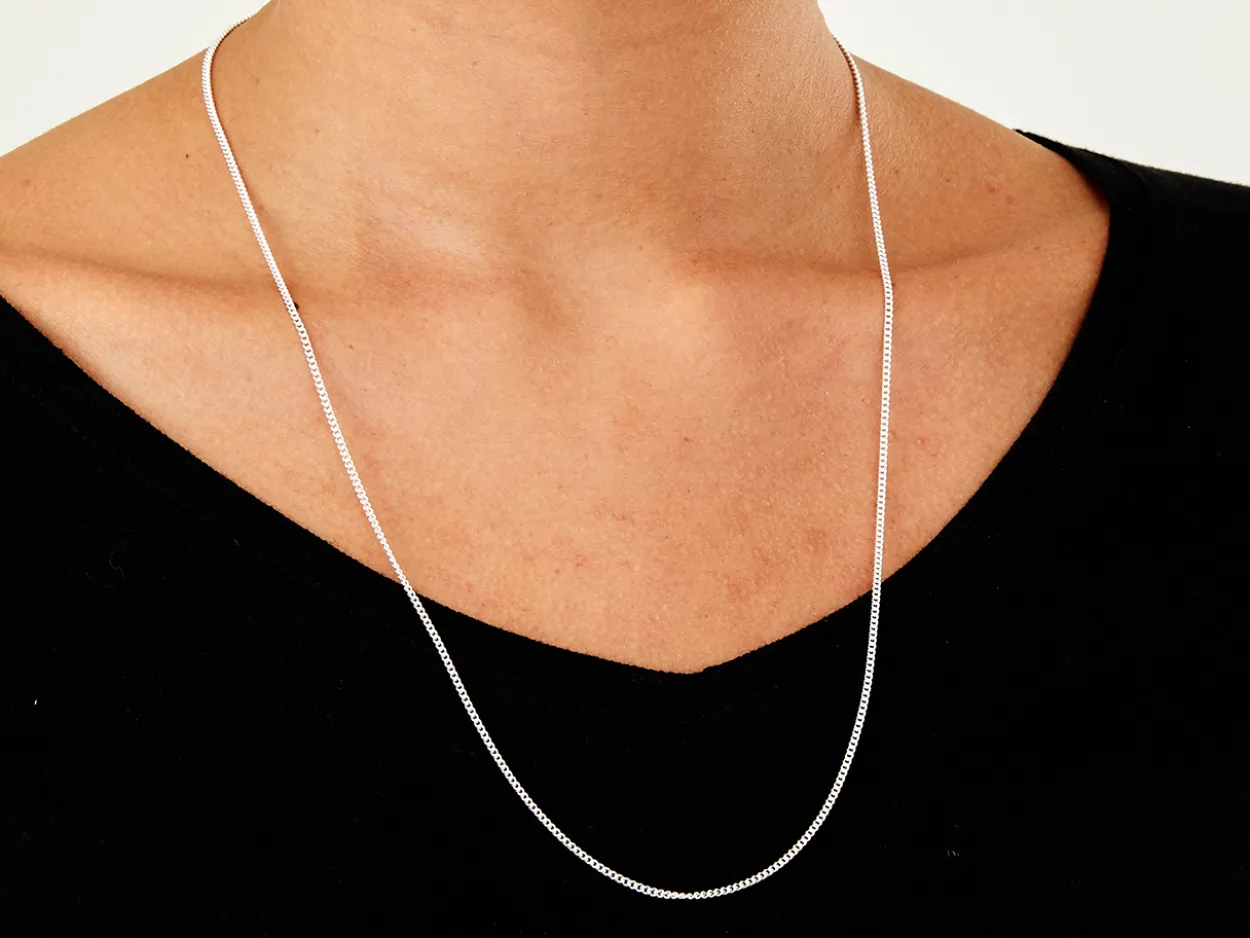 Sterling Silver 1.7mm Round Curb Chain 24"/60cm Unhallmarked 100% Recycled Silver