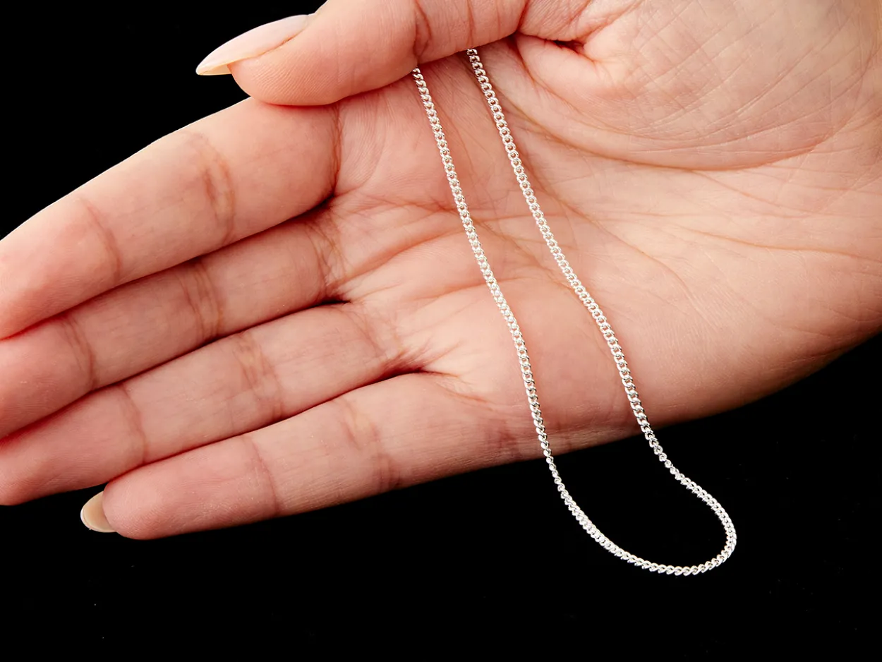 Sterling Silver 1.7mm Round Curb Chain 24"/60cm Unhallmarked 100% Recycled Silver