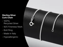 Sterling Silver 1.7mm Round Curb Chain 26"/66cm Unhallmarked 100% Recycled Silver