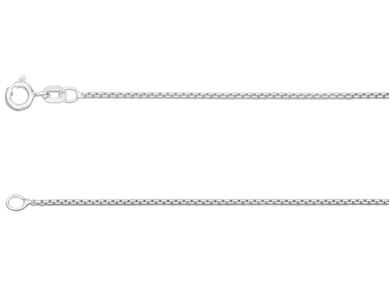 Sterling Silver 1.3mm Rounded Box Chain 18"/45cm Unhallmarked