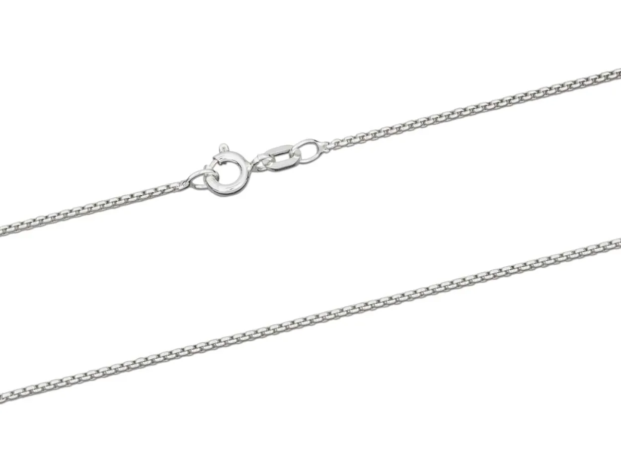Sterling Silver 1.3mm Rounded Box Chain 18"/45cm Unhallmarked