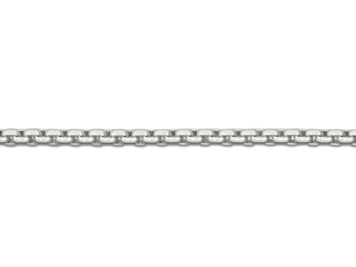 Sterling Silver 1.3mm Rounded Box Chain 18"/45cm Unhallmarked
