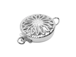 Sterling Silver 12mm Round Fancy Clasp, Pierced On Both Sides And Flattened