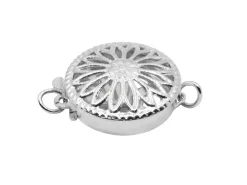 Sterling Silver 12mm Round Fancy Clasp, Pierced On Both Sides And Flattened