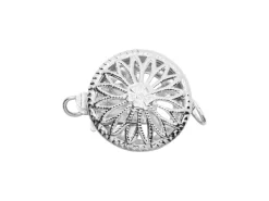 Sterling Silver 12mm Round Fancy Clasp, Pierced On Both Sides And Flattened