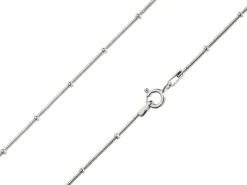 Sterling Silver 1.9mm Round Snake Chain Withwith Bead Station Bracelet 7.5"/19cm Unhallmarked