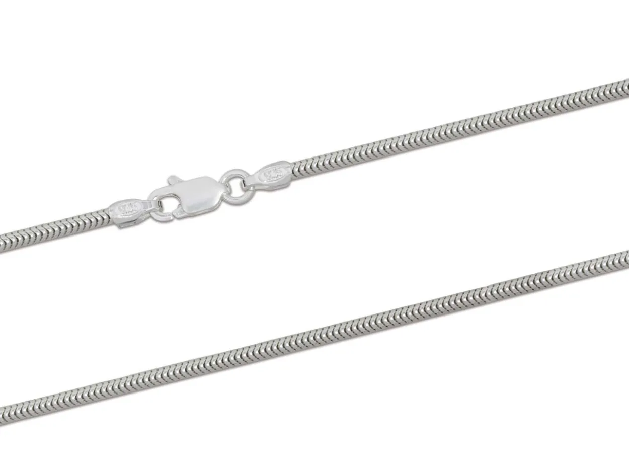 Sterling Silver 1.6mm Round Snake Chain 20"/50cm Unhallmarked 100% Recycled Silver