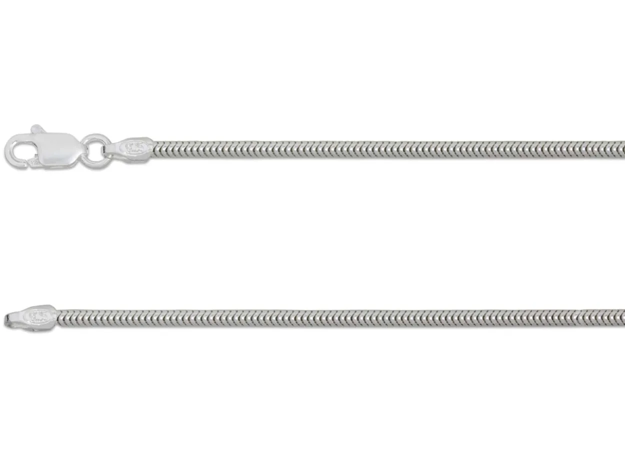 Sterling Silver 1.6mm Round Snake Chain 16"/40cm Unhallmarked 100% Recycled Silver