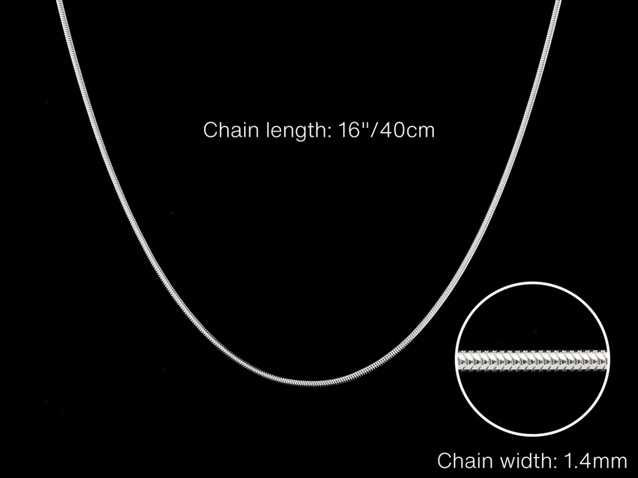 Sterling Silver 1.4mm Round Snake Chain 16"/40cm Unhallmarked 100% Recycled Silver