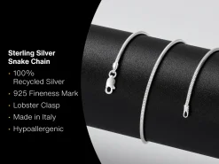 Sterling Silver 1.6mm Round Snake Chain 24"/60cm Unhallmarked 100% Recycled Silver