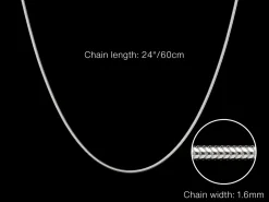 Sterling Silver 1.6mm Round Snake Chain 24
