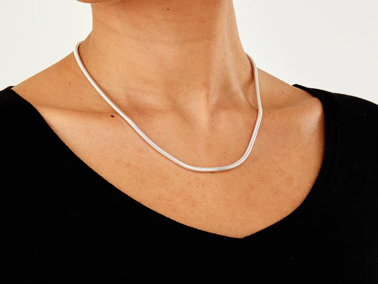 Sterling Silver 3.0mm Round Snake Chain 18"/45cm Hallmarked, 100% Recycled Silver