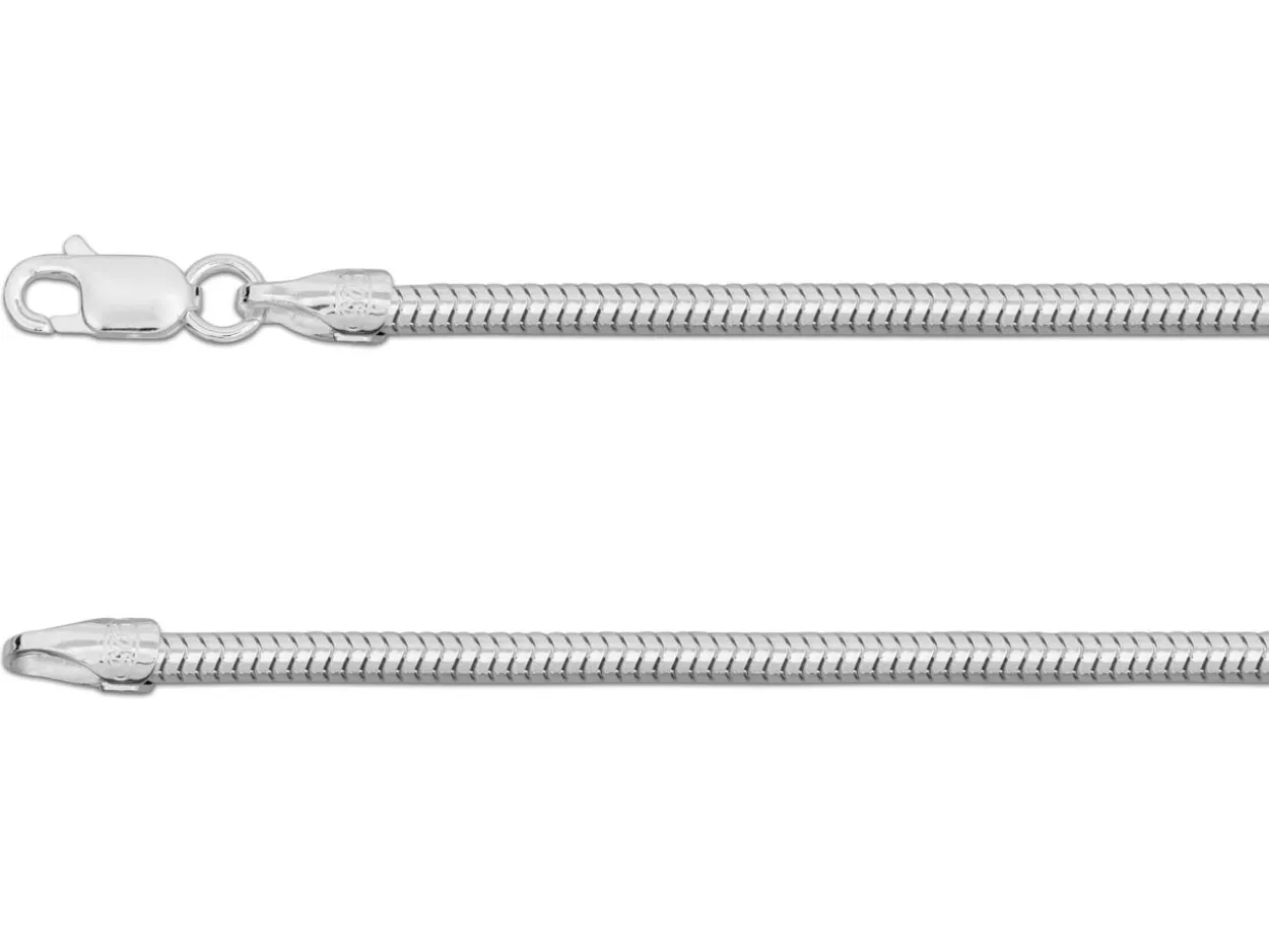 Sterling Silver 2.4mm Round Snake Chain 24"/60cm Hallmarked, 100% Recycled Silver