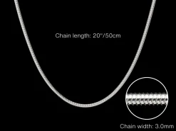 Sterling Silver 3.0mm Round Snake Chain 20