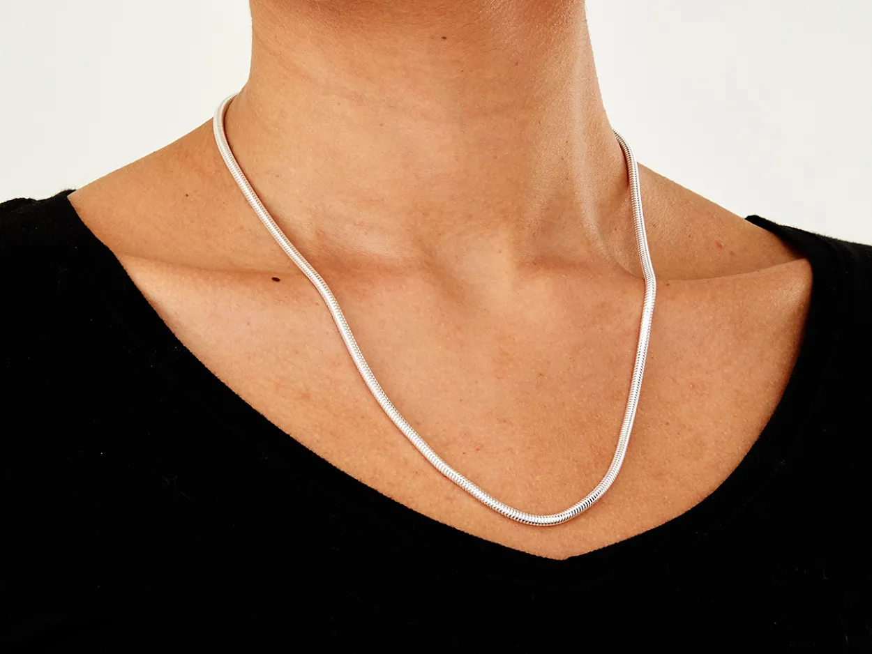Sterling Silver 3.0mm Round Snake Chain 20"/50cm Hallmarked, 100% Recycled Silver