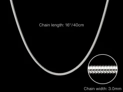 Sterling Silver 3.0mm Round Snake Chain 16
