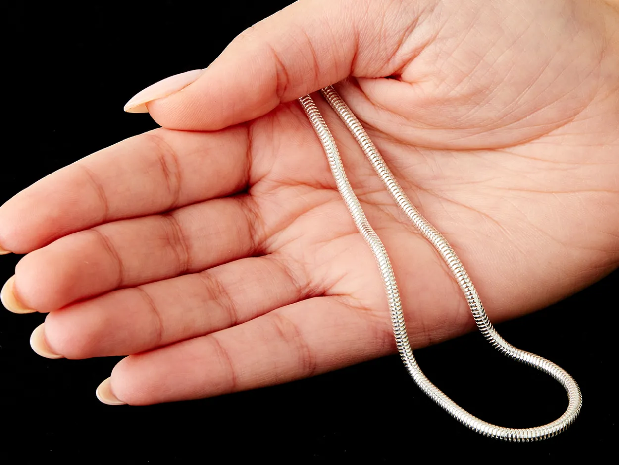 Sterling Silver 3.0mm Round Snake Chain 16"/40cm Hallmarked, 100% Recycled Silver