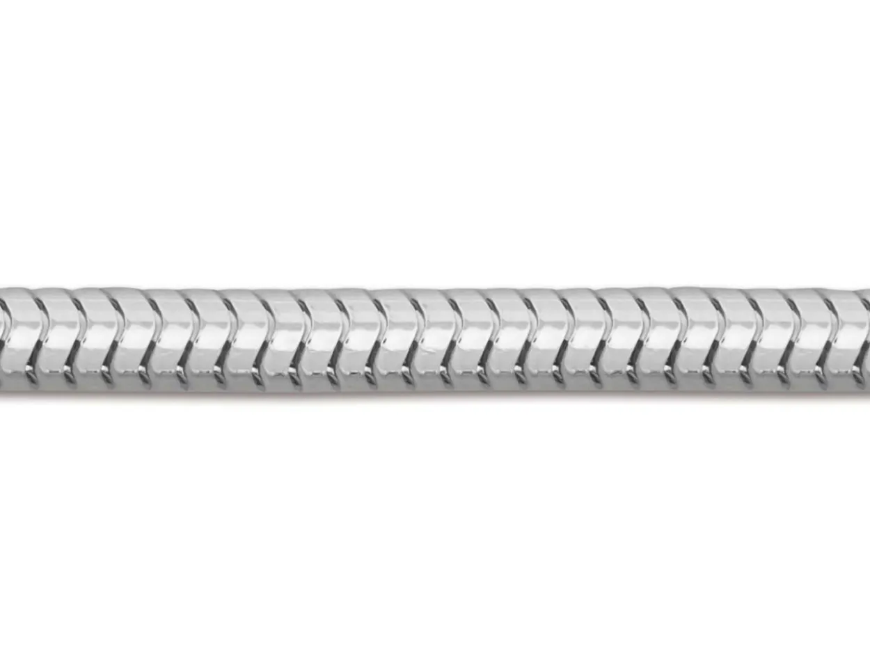 Sterling Silver 2.4mm Round Snake Chain 16"/40cm Hallmarked, 100% Recycled Silver