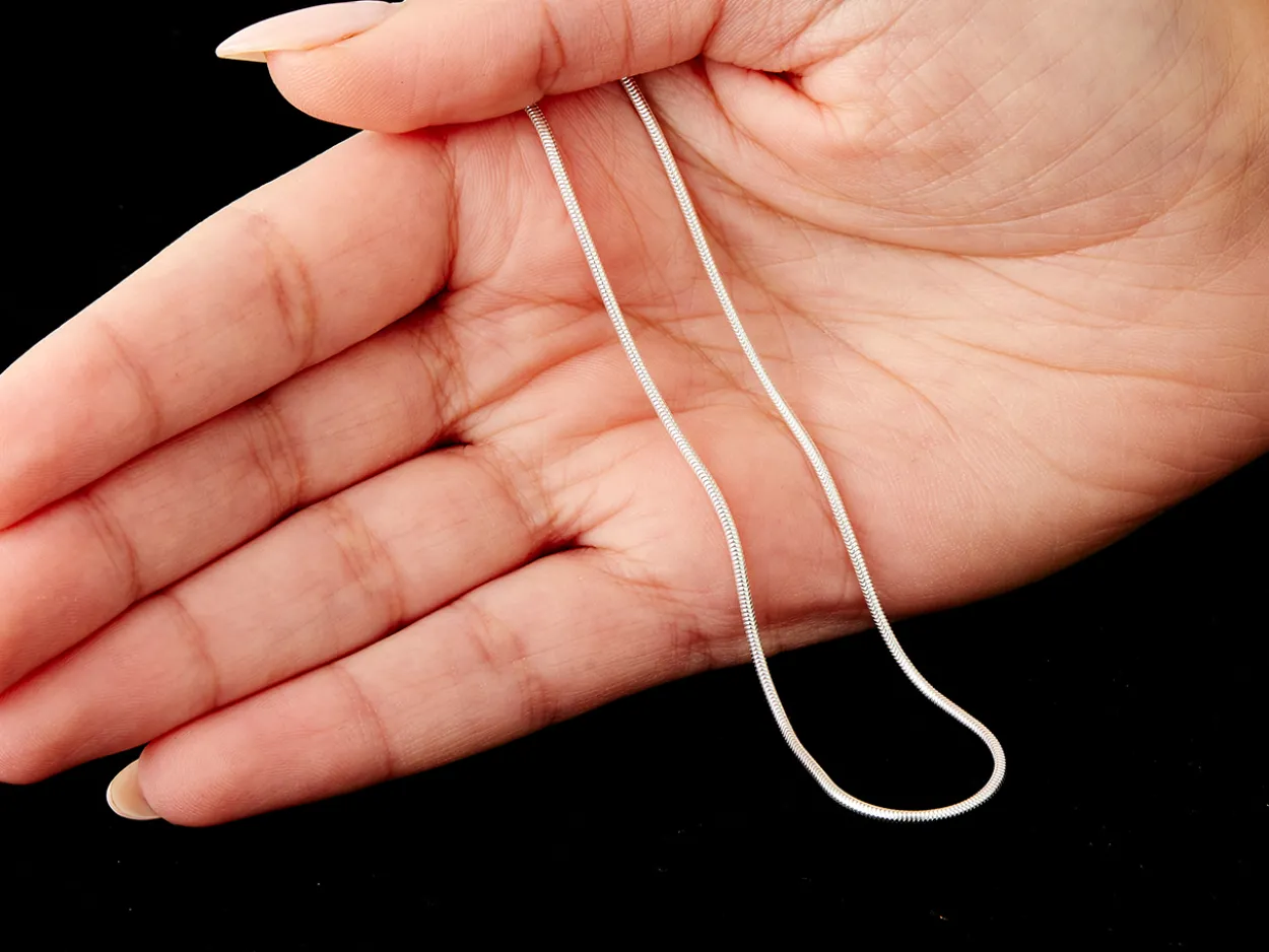 Sterling Silver 1.4mm Round Snake Chain 22"/55cm Unhallmarked 100% Recycled Silver