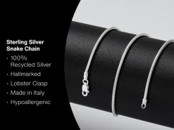Sterling Silver 1.6mm Round Snake Chain 28"/71cm Hallmarked, 100% Recycled Silver
