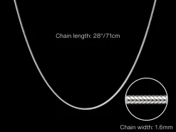 Sterling Silver 1.6mm Round Snake Chain 28
