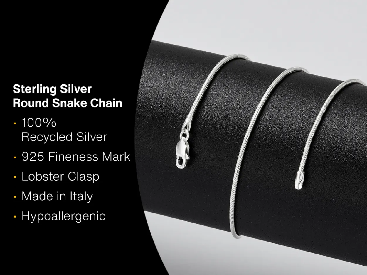 Sterling Silver 1.2mm Round Snake Chain 26"/66cm Unhallmarked 100% Recycled Silver