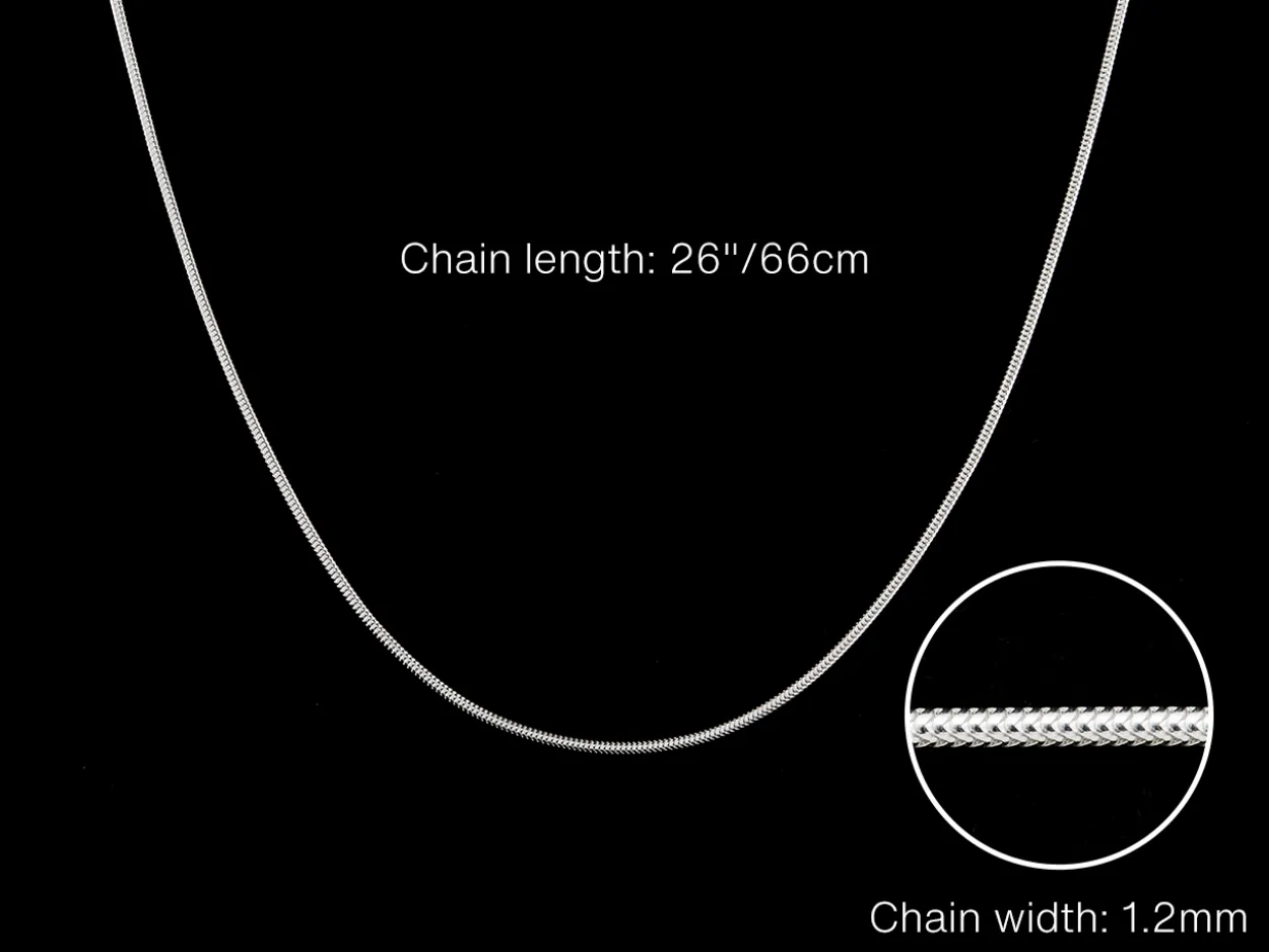 Sterling Silver 1.2mm Round Snake Chain 26"/66cm Unhallmarked 100% Recycled Silver