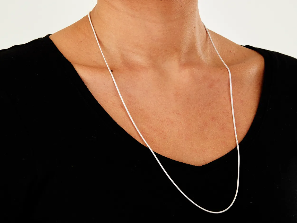 Sterling Silver 1.6mm Round Snake Chain 26"/66cm Unhallmarked 100% Recycled Silver