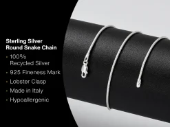 Sterling Silver 1.2mm Round Snake Chain 30"/76cm Unhallmarked 100% Recycled Silver