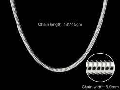 Sterling Silver 5.0mm Round Snake Chain 18