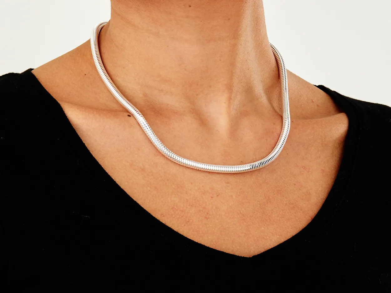 Sterling Silver 5.0mm Round Snake Chain 18"/45cm Hallmarked, 100% Recycled Silver