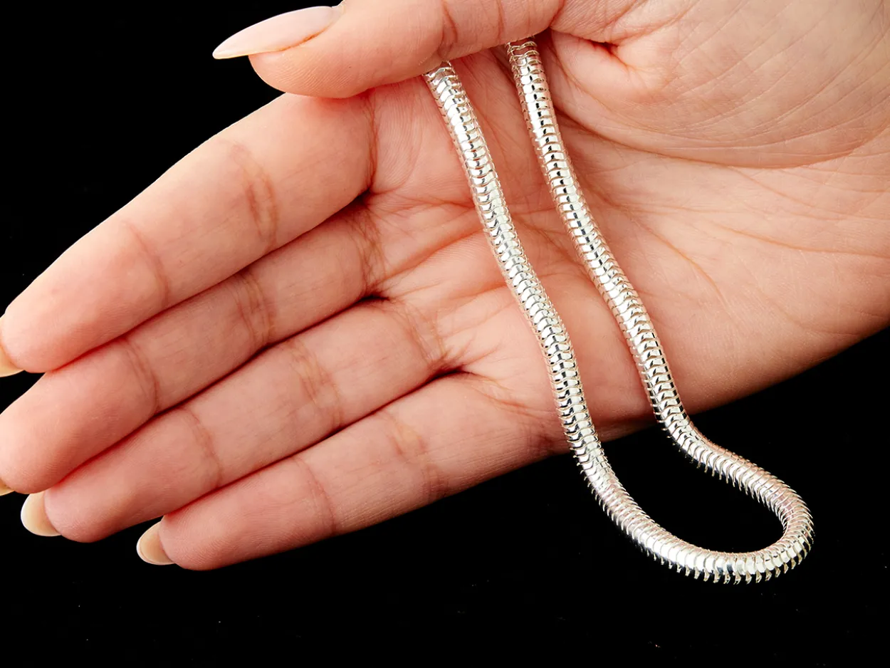 Sterling Silver 5.0mm Round Snake Chain 18"/45cm Hallmarked, 100% Recycled Silver