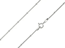 Sterling Silver 1.9mm Round Snake Chain With Bead Station 16"/40cm Unhallmarked