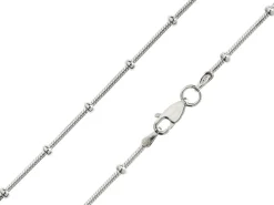 Sterling Silver 2.7mm Round Snake Chain With Bead Station 18"/45cm Hallmarked