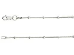 Sterling Silver 2.7mm Round Snake Chain With Bead Station 18"/45cm Hallmarked