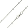 Sterling Silver 2.7mm Round Snake Bracelet With Bead Station 7.5"/19cm Unhallmarked
