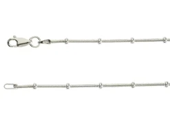 Sterling Silver 2.7mm Round Snake Bracelet With Bead Station 7.5"/19cm Unhallmarked