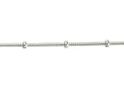 Sterling Silver 2.7mm Round Snake Bracelet With Bead Station 7.5