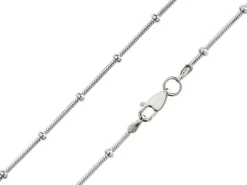 Sterling Silver 2.7mm Round Snake Chain With Bead Station 16"/40cm Unhallmarked