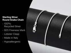Sterling Silver 1.4mm Round Snake Chain 28"/71cm Unhallmarked 100% Recycled Silver