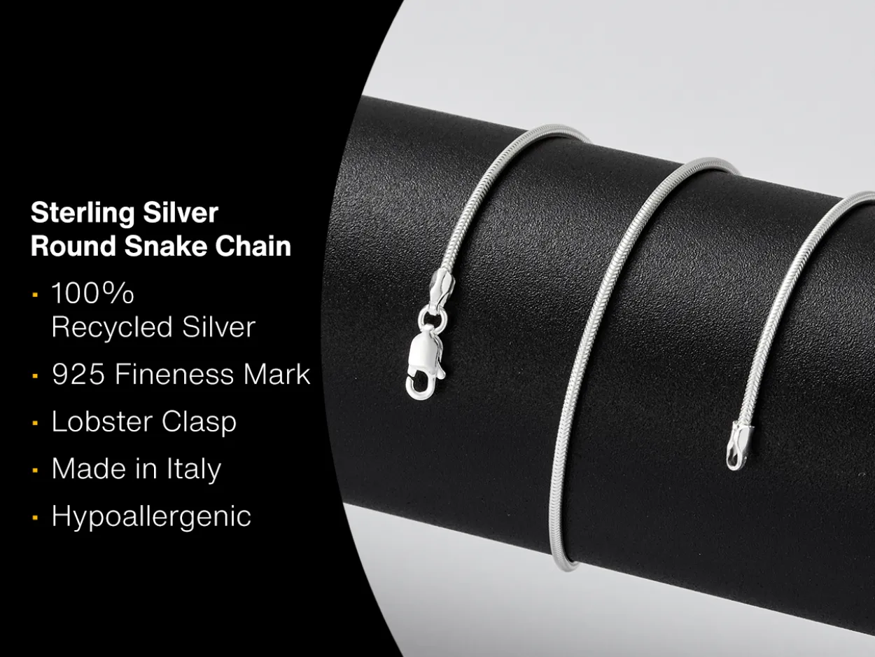 Sterling Silver 1.4mm Round Snake Chain 28"/71cm Unhallmarked 100% Recycled Silver