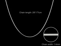 Sterling Silver 1.4mm Round Snake Chain 28