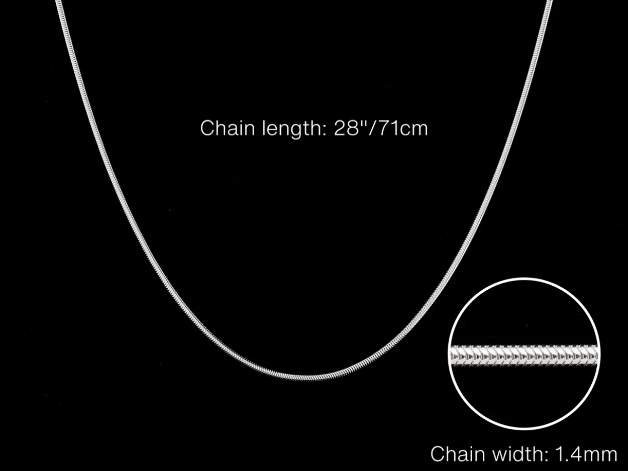 Sterling Silver 1.4mm Round Snake Chain 28"/71cm Unhallmarked 100% Recycled Silver