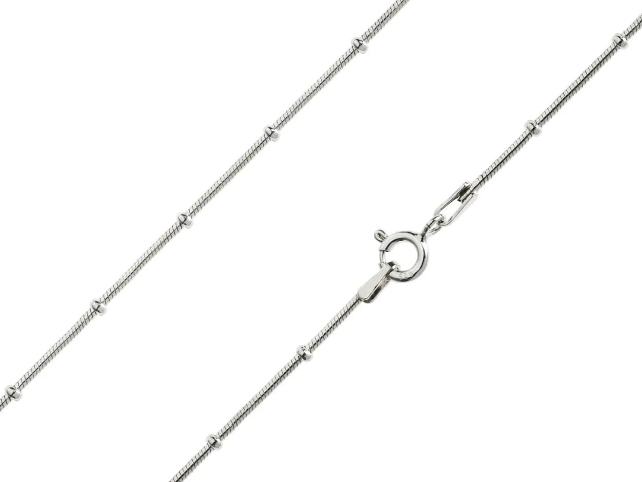 Sterling Silver 1.9mm Round Snake Chain With Bead Station 18"/45cm Unhallmarked
