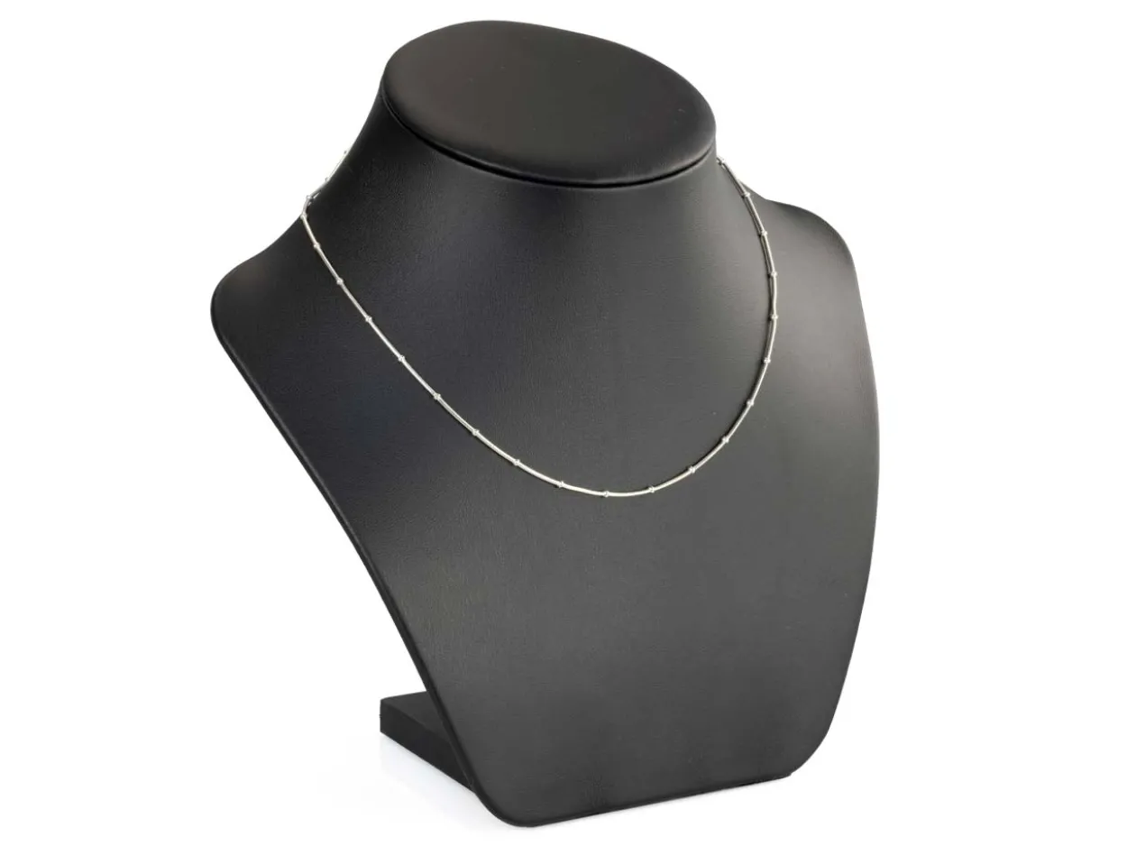 Sterling Silver 1.9mm Round Snake Chain With Bead Station 18"/45cm Unhallmarked